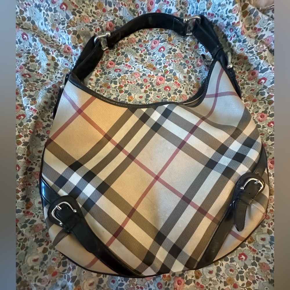 Burberry supernova check hobo bag with black adjustable strap